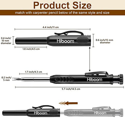 Hiboom 2 Pack Solid Carpenter Pencils with Pencil Cap and 18 Refills, Long Nose Deep Hole Mechanical Pencil Marker, Scribe Tool with Built-in - WoodArtSupply