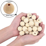 BigOtters Wood Beads, 25mm 1Inch Natural Round Wooden Beads Unfinished Loose Wood Beads Crafts Round Ball Wooden Spacer Beads for DIY Craft Halloween BigOtters