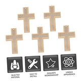 15 Pcs Cross Stitch Wood Pieces Wooden Cross Plate Bookmark Kit Embroidery Frame Wooden Hanging Tags Unfinished Wood Shapes DIY Gift Wooden Cross COHEALI