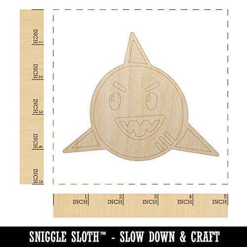 Shark Face Doodle Unfinished Wood Shape Piece Cutout for DIY Craft Projects - 1/8 Inch Thick - 4.70 Inch Size Sniggle Sloth