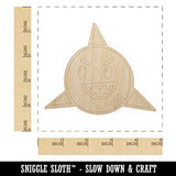 Shark Face Doodle Unfinished Wood Shape Piece Cutout for DIY Craft Projects - 1/8 Inch Thick - 4.70 Inch Size Sniggle Sloth