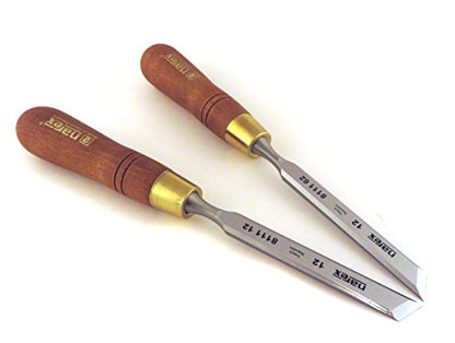 Narex Pair Right & Left 12 mm 1/2" Skew Paring Chisels in Wooden Presentation Box 851662 - WoodArtSupply