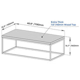 CENSI Dark Walnut Coffee Table for Living Room, 47" Modern Industrial Rectangular Wood and Metal Coffee Table with Extra Thick Tabletop (Walnut) CENSI