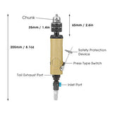 3/8 Straight Pneumatic Drill 22000rpm Air Power Drill High Speed Pneumatic Drilling Engraving Polishing Tool with Adjustable Inlet Valve Wrench Chunk Walfront
