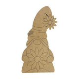 Gnome with Daisy Unfinished Wooden Craft, Engraved Unfinished Wood Cutout, Paint by Line Build-A-Cross Build-A-Cross
