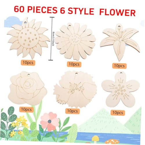 Gogogmee 1 Set Painting Flower Wood Piece Wooden Flower Discs Crafts Unfinished Wood Slices Wood Cutouts Shapes Kids Arts and Crafts DIY Painting Gogogmee