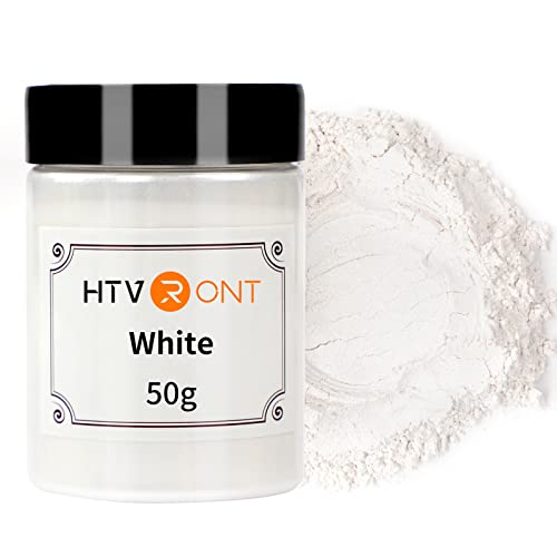HTVRONT Mica Powder for Epoxy Resin - 1.76 oz/50g White Mica Powder, Natural Mica Pigment Powder, Non-Toxic Mica Powder for Soap Making, Resin,