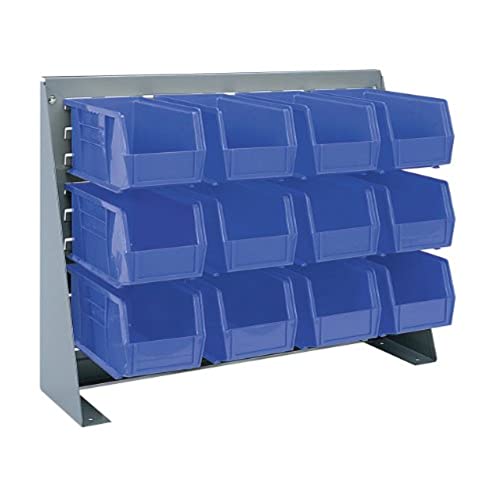 Akro-Mils 98600 Heavy Duty Steel Louvered Panel Standing Work Bench Storage Rack Garage Organizer for Mounting AkroBin Storage Bins, 28-Inch W x Akro-Mils