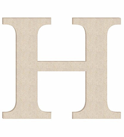 12 Inch Wooden Times Letters H Craft, Unfinished Wall Hanging Wood Alphabet Letter, Unpainted Classic Font - WoodArtSupply