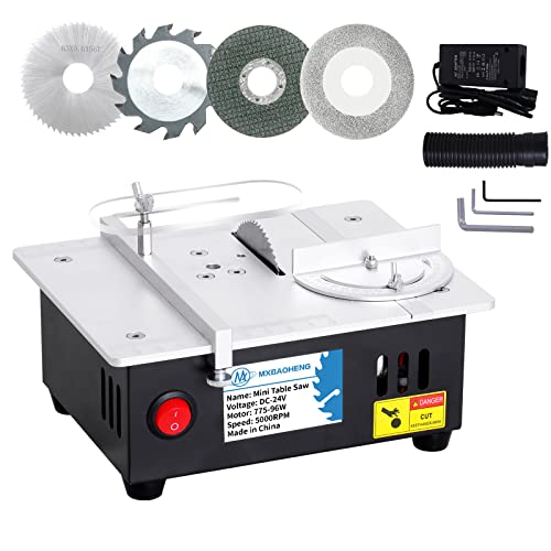 MXBAOHENG Mini Table Saw S3 Portable Precision Craft Table Saw, 1/2" Adjustable Cut Depth, Seven Speed Adjustable Power Supply, Small Hobby Table Saw