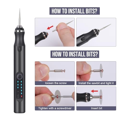 HOTROSE Electric Engraving Pen with 37 Bits, USB Rechargeable Cordless Engraving Machine, Portable DIY Rotary Engraver for Jewelry Wood Glass Stone Hotrose