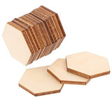 MAGICLULU 100PC Unfinished Wood Hexagon Pieces Unfinished Wood Cutout Hexagon Hexagon Blank Unfinished Wood Slices for Craft DIY Projects 3CM MAGICLULU