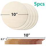 HILELIFE Wood Rounds for Crafts 10 Inch - 5 Pack Wood Round, Unfinished Wood Circles for Crafts, Round Wooden Discs, Circle Wood Sign Blank HILELIFE