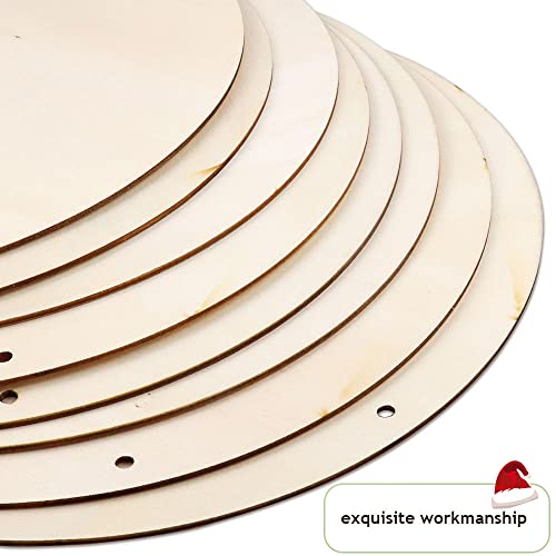 FSWCCK 8 PCS 12 Inch Blank Wood Circles for Crafts, Unfinished Wood Slices Front Door Decor Round Wooden Hanging Sign with Twine for DIY Crafts - WoodArtSupply