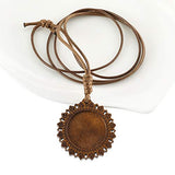 SHUNAE 10pcs 25mm 30mm Dia Wood cabochon Blank Settings Wooden Pendant Base Bezel with Leather Cord for Sweater Chain and Necklace DIY Making (25mm) SHUNAE