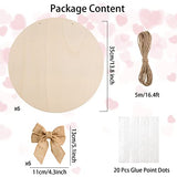6 Pcs 14 Inch Wood Circles for Crafts Unfinished Wooden Slice Blank Round Wooden Door Hanger Sign Round Wooden Discs with Bows,Twine, Glue Point for AWIZOM