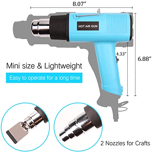LDK Heat Gun 1200W 140℉~932℉ (60℃-500℃) Heavy Duty Hot Air Gun Kit Variable Temperature Control with 2 Temperature Settings 2 Nozzles for Crafts, LDK