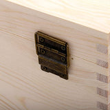 Frcctre Extral Large Unfinished Wooden Box, 13 x 10 x 6.5 inch Natural Unfinished Pine Wood Box with Hinged Lid and Front Clasp for DIY Craft Art Frcctre