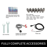 CNC Spindle Motor Kits, 110V 1.5KW Air Cooled Spindle CNC Spindle +110V 1.5KW VFD+Φ65mm Clamp Mount +Collet Set ER11+ Drill bits+ Wires+ Wrenches for Zhong Hua Jiang