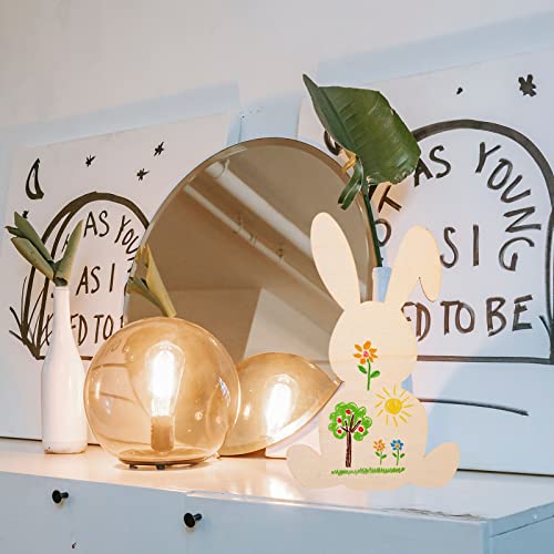 LUOZZY 10Pcs Easter Wooden Bunny Cutout Unfinished Wood Blank Rabbit Cutouts Spring DIY Paint Craft for Easter Party Favors LUOZZY