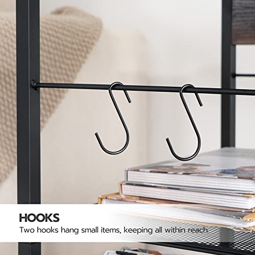 HOOBRO Industrial Printer Stand, 3-Tier Mobile Printer Table, Rolling Cart with Power Outlets and USB Ports, Home Printer Stand with 2 Hooks, for HOOBRO