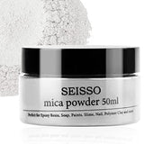 Shining Pearl White Mica Powder - SEISSO Mica Powder for Epoxy Resin (1.76oz/50g Bottle), Dye for Resin Crafting, Soap Making, Paints, Bath Bomb, SEISSO