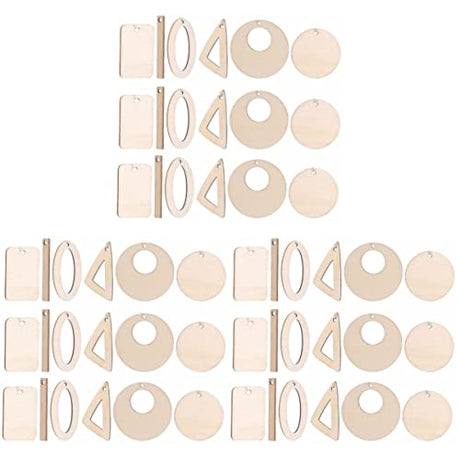 EXCEART 180 Pcs DIY Earrings Unfinished Wooden Earrings Lip Gloss Kits Blank Wood Charms DIY Wooden Earrings Charms Natural Wood Pendants Jewelry EXCEART