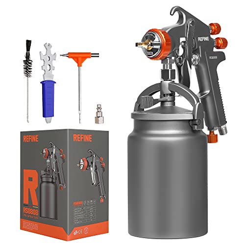 REFINE Spray Gun, Siphon Air Spray Gun, 1.8mm Nozzle, 1000CC Aluminum Cup, Special Process, Easy to Clean, Paint Gun, Automotive Paint Spray Gun, REFINE