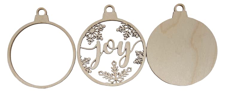 Joy Snowflakes Door Sign 3 Pieces Laser Cut Out Unfinished RND38 The Wood Shape Store