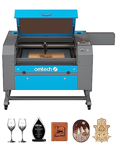OMTech 100W CO2 Laser Engraver, 20x28 Inch Laser Engraving Machine with 4 Way Pass Through Air Assist Water Pump Wheels, Industrial Laser Cutter OMTech