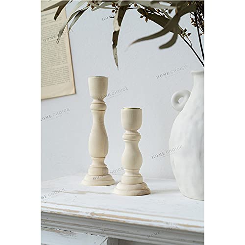 Wooden Candle Holders Set of 3,Unfinished Wood Candlesticks Holders for Taper Candle,Table Centerpieces for Rustic Wedding Party Birthday Home