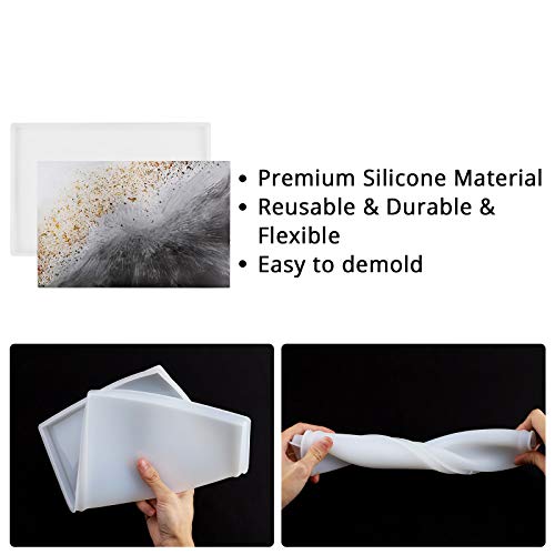 4 Pieces Large Tray Resin Molds, Gartful Silicone Jewelry Tray Molds, Geode Agate Platter Mold for Making Faux Agate Tray, Serving Board, Coaster, Gartful