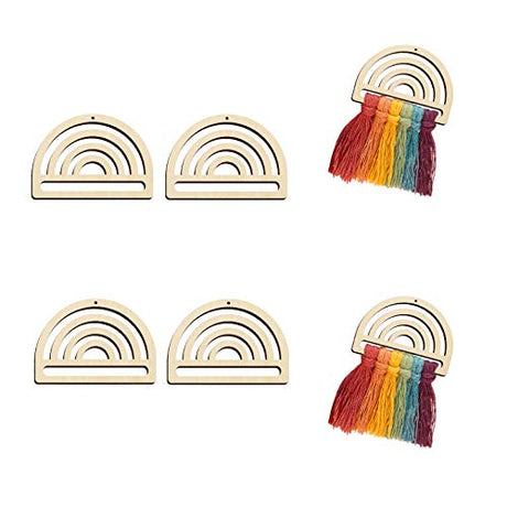 Macrame Earring Blanks Wood Earring Findings DIY Rainbow Earrings Pendants for Women Jewelry Making 1.6”x1.1” -24pcs Zhuper