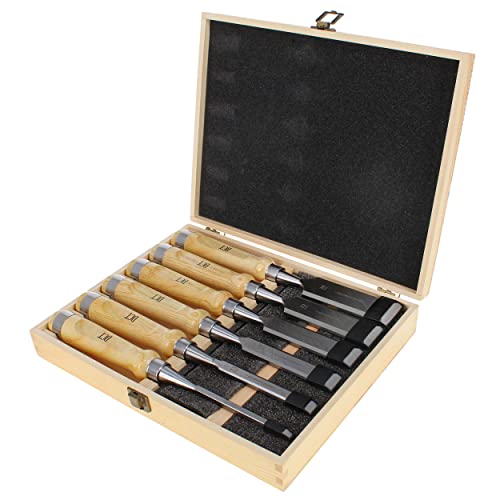 Deadwood Crafted Tools Wood Carving Tools Kit - 6pc Wood Carving Chisel Set with 2pc Sharpening Whetstone and Wooden Box - WoodArtSupply