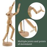 US Art Supply® Wood 12" Artist Drawing Manikin Articulated Mannequin with Base and Flexible Body - Perfect for Drawing The Human Figure (12" Pair - US Art Supply