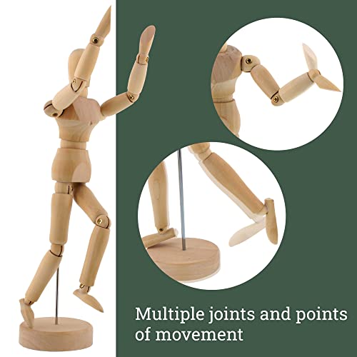 US Art Supply® Wood 8" Male - Artist Drawing Manikin Articulated Mannequin with Base and Flexible Body - Perfect for Drawing The Human Figure (8" US Art Supply