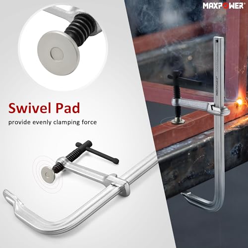 MAXPOWER Heavy Duty F Clamp 12-Inch x 4-3/4-Inch Throat (300 x 120mm Throat), Pack of 1 MAXPOWER