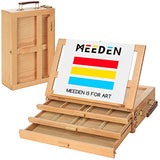 MEEDEN Large Adjustable Artist Tabletop Sketchbox Easel- Multi-Function Solid Beech Wood Storage Box Easel with 3-Drawer for Artist, Art Students & MEEDEN