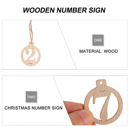 Veemoon 1 Set Digital Listing Wood Cutout Slices Blank Wood Cutouts Christmas Wood Number Sign Christmas Advent Calendar Unfinished Wood Number