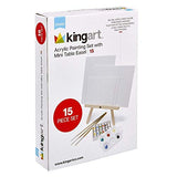 KINGART Artist Painting Set with 6 Vivid Acrylic Paint Colors, 12" Easel, 4 Canvas Panels, 3 Brushes, Painting Palette - School, Students, Beginners KINGART