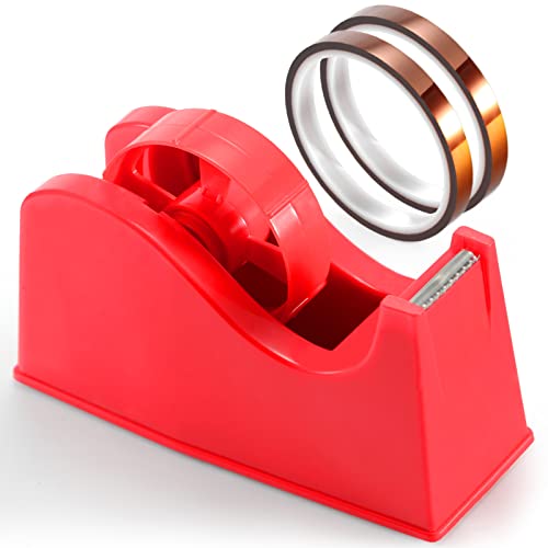 OFFNOVA Heat Tape Dispenser and Tapes Kit for Sublimation, a Desktop Holder and 2 Rolls 33m x 10mm Heat Resistant Tape for Cricut and More (Red) - WoodArtSupply