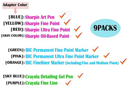 SPPQ 9 Packs Pen Adapter Set Compatible With Cricut(Explore Air, Explore Air 2,Explore Air 3, and MakerMaker 3), Pen Adapter Compatible with Sharpie