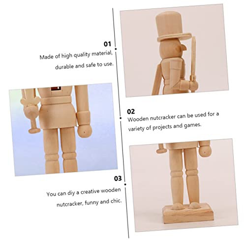 ARTIBETTER 3pcs Paintable Nutcracker Figures Nutcracker Unfinished Wooden Unfinished Wood Nutcracker Stocking Stuffer Gifts Unfinished Wood Crafts ARTIBETTER