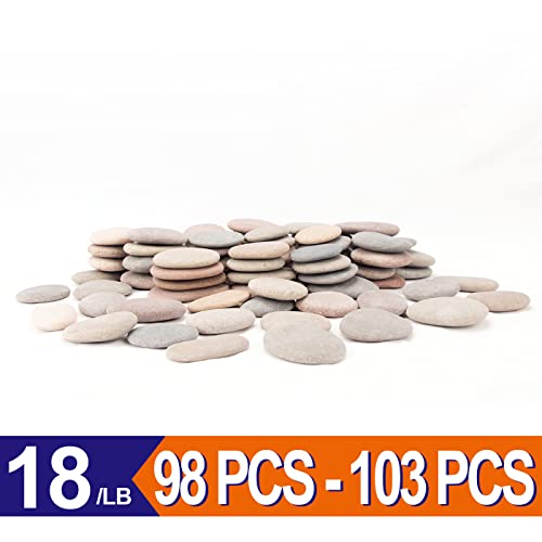 [About 98 PCS - 103 PCS](18.1 Pounds) Painting Rocks,2.23"-3.68" River Rocks,Flat Stones CFKJ