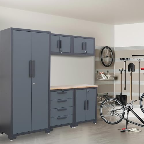 BIG RED 6 Piece Organizer Chest Tool Storage Cabinet, 18.5" x 76.8" x 75.79", Grey BIG RED