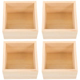 Yardwe 4Pcs Wooden Box, Unfinished Small Square Wooden Box, Rustic Wooden Box, Organizer Container for DIY Crafts, Collectibles, Succulents, Desktop Yardwe