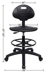 TAKE UR SEAT Deluxe Polyurethane Drafting Lab Stool Chair, 18" Adjustable Footring, 10" Adjustable Height, 450 lbs seat Capacity, Heavy Duty, Built TAKE UR SEAT