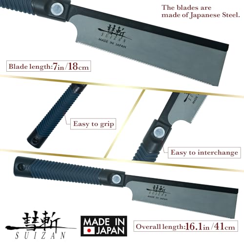 SUIZAN Japanese Pull Saw Hand Saw 7 Inch Dozuki Dovetail Saw Tenon Saw for Cross Cut Rip Cut Angle Cut Woodworking tools Gifts - WoodArtSupply