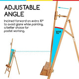 MEEDEN Large Painters Easel Adjustable Solid Beech Wood Artist Easel, Studio Easel for Adults with Brush Holder, Holds Canvas up to 48" MEEDEN
