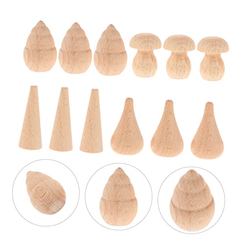 Ciieeo 12Pcs Log Unfinished Wood Figures Unfinished Wood Mushroom Christmas Tree Wood Craft unpainted Craft peg Doll Puzzle Toy Blank peg Dolls DIY Ciieeo